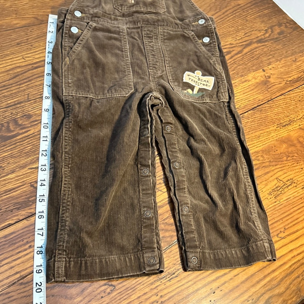 Gymboree Boys Brown Corduroy Overalls‎ Bear Territory Vintage Style Snaps Kids - Picture 7 of 12